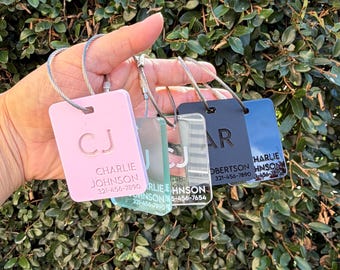 Personalized Acrylic Luggage Tag, Discreet Address Travel Tag, Backpack, Gift, Bag, Custom Tag, Privacy, Wedding Gift, Corporate, Engraved