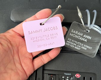 Personalized Acrylic Luggage Tag, Discreet Address Travel Tag, Backpack, Gift, Bag, Custom Tag, Privacy, Wedding Gift, Corporate, 2x1