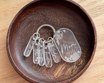 Custom Mom Keychain / Keychain with names / Mother's Day gift / Mother Mom keychain with kids names / Personalized keychain / Mama / Dog Mom