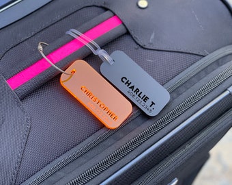 Personalized Acrylic Luggage Tag, Engraved Name, Name Cutout, Backpack Tag, Engraved Tag, Gift Tag