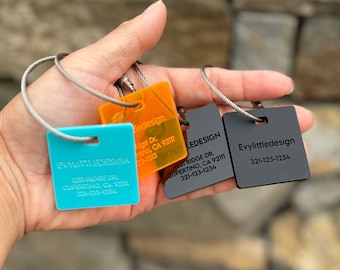 Personalized Acrylic Keychain Tag: 1.5" Square Luggage Tag