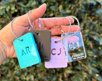 Personalized Acrylic Luggage Tag, Discreet Address Travel Tag, Backpack, Gift, Bag, Custom Tag, Privacy, Wedding Gift, Corporate, Cut
