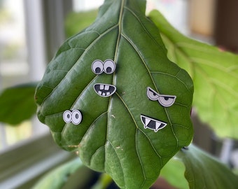Plant Googly Eyes and Faces | Magnet Eyes and Mouth | Leaves | Plant Expressions | Magnets | Plant Pins