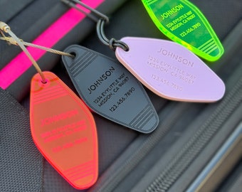 Personalized Motel Key Luggage Tag, Retro Travel Tag, Address Tag, Keychain Tag, Backpack Tag, Bag Tag, Gift Tag