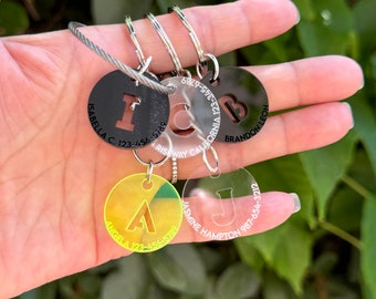 Personalized Acrylic Circle Keychain: Initial Tag, Info Tag