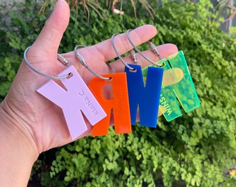 Privacy letter keychain name tag 1/4" / Lunch bag tag / school bag / personalized tag / bag charm / backpack tag / sports bag tag