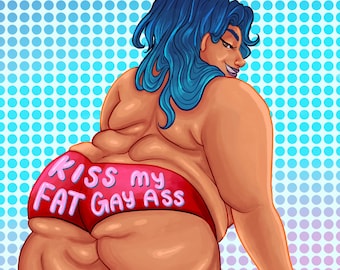 LGBTQIA+ Pride Fat Ass Art Print // Fat Feminist Wall Art - Plus Size - Body Positive Illustration - Body Liberation - Fat Vanity