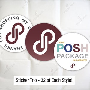 Poshmark Trio Thank You Stickers, Posh Label Stickers for Packaging, Shipping Supplies, Favor Stickers, Posh Labels