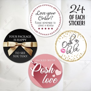 Poshmark Thank You Sticker Variety Pack, Posh Love Label Stickers for Packaging, Shipping Supplies, Favor Stickers, Posh Labels