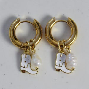 White Cowboy Boot Earrings - cowboy boot charm earrings cowgirl earrings cowgirl boots earrings howdy cowgirl earrings white cowboy earrings