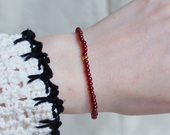 Garnet Bracelet - dainty garnet bracelet delicate garnet bracelet rhodolite garnet gold bracelet red garnet beads bracelet crystal bracelet