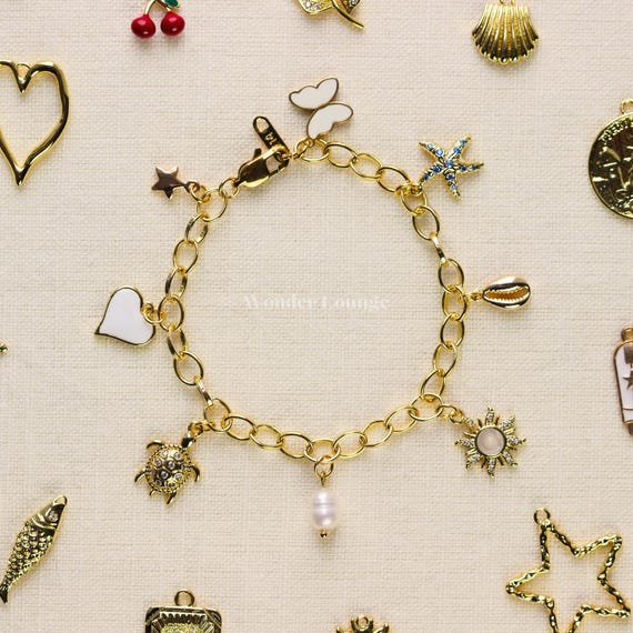 Build Your Own Charm Bracelet - build your own bracelet multi charm bracelet custom charm bracelet vintage charm bracelet gold y2k charms