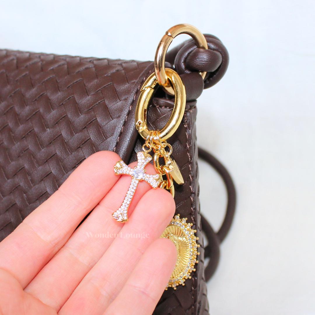 Cross Bag Charm - gold cross purse charm cross car charm cross charm for purse large cross charm diamond cross charm religious charm