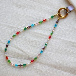 Rainbow Phone Strap - bead phone strap beaded phone strap iridescent phone strap crystal phone strap wrist strap personalized phone charm