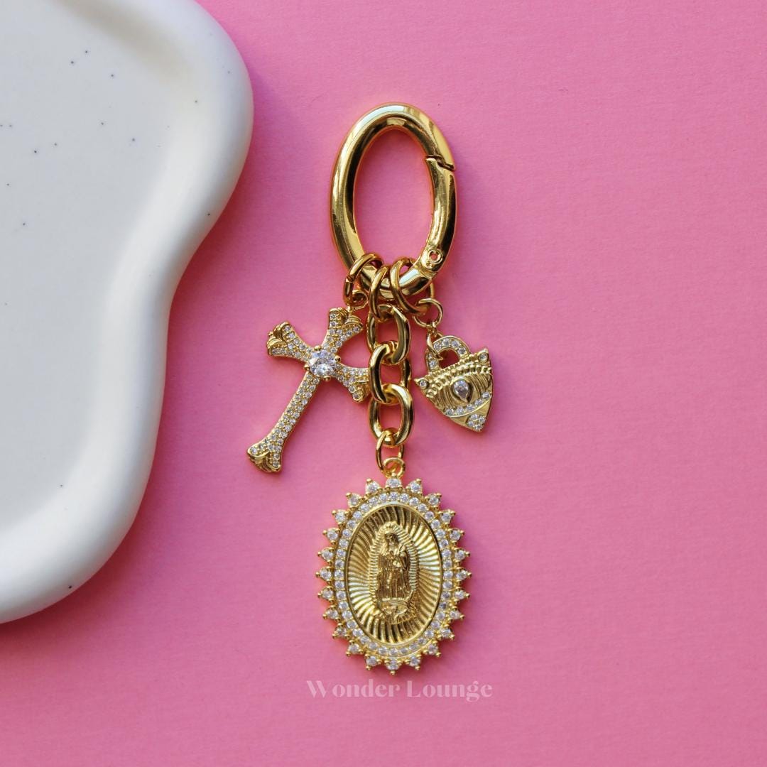 Cross Bag Charm - gold cross purse charm cross car charm cross charm for purse large cross charm diamond cross charm religious charm