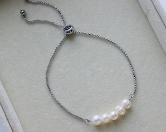 Pulsera de perlas de agua dulce - pulsera de perlas de agua dulce naturales pulsera de perlas doradas pulsera de perlas plateadas pulsera de perlas delicadas resistente al agua
