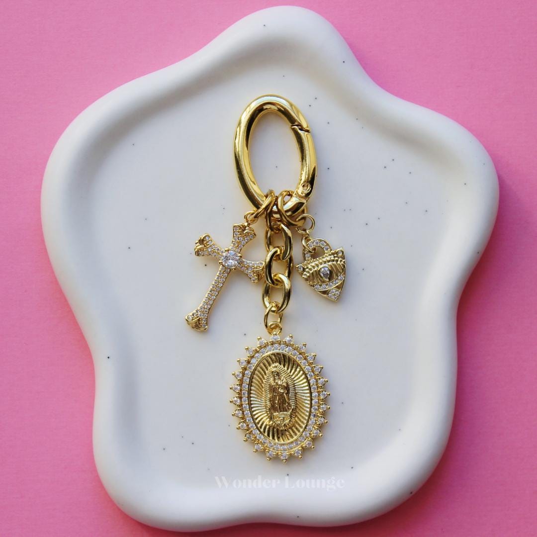 Cross Bag Charm - gold cross purse charm cross car charm cross charm for purse large cross charm diamond cross charm religious charm