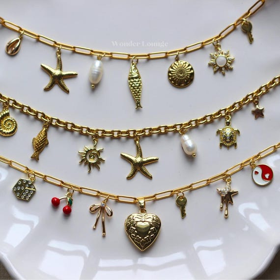 Build Your Own Charm Necklace - build your own necklace multi charm necklace custom charm necklace vintage charm necklace gold y2k charms