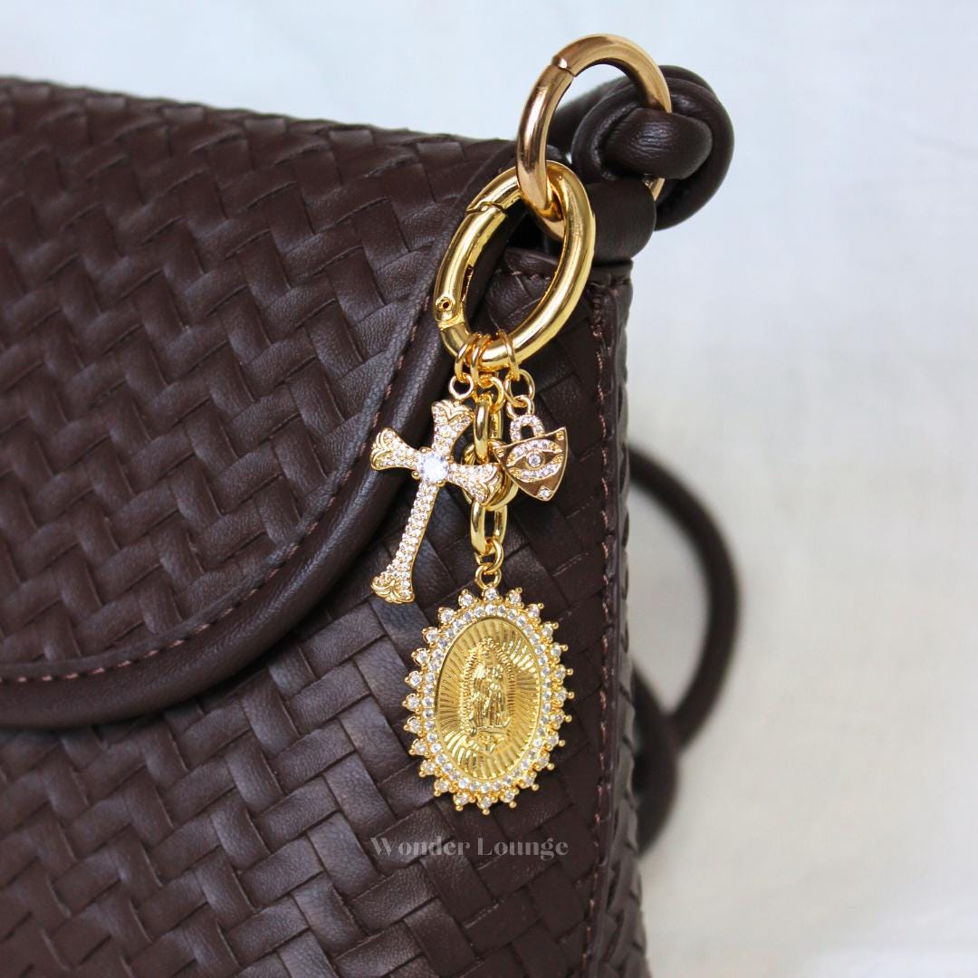 Cross Bag Charm - gold cross purse charm cross car charm cross charm for purse large cross charm diamond cross charm religious charm