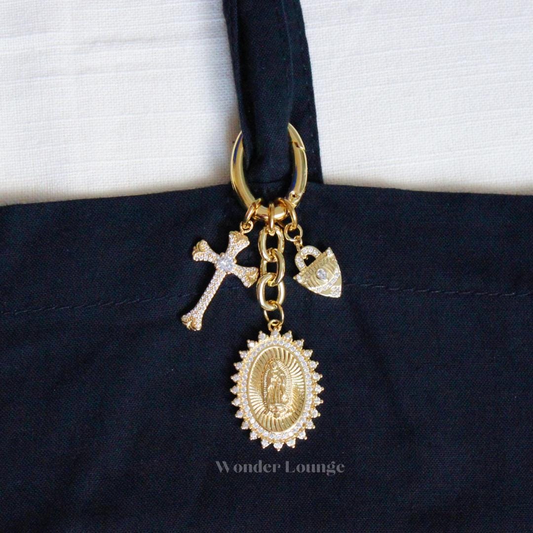 Cross Bag Charm - gold cross purse charm cross car charm cross charm for purse large cross charm diamond cross charm religious charm