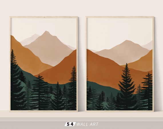Mountain Printable Wall Art Set of 2 Nature Wall Art Earth - Etsy