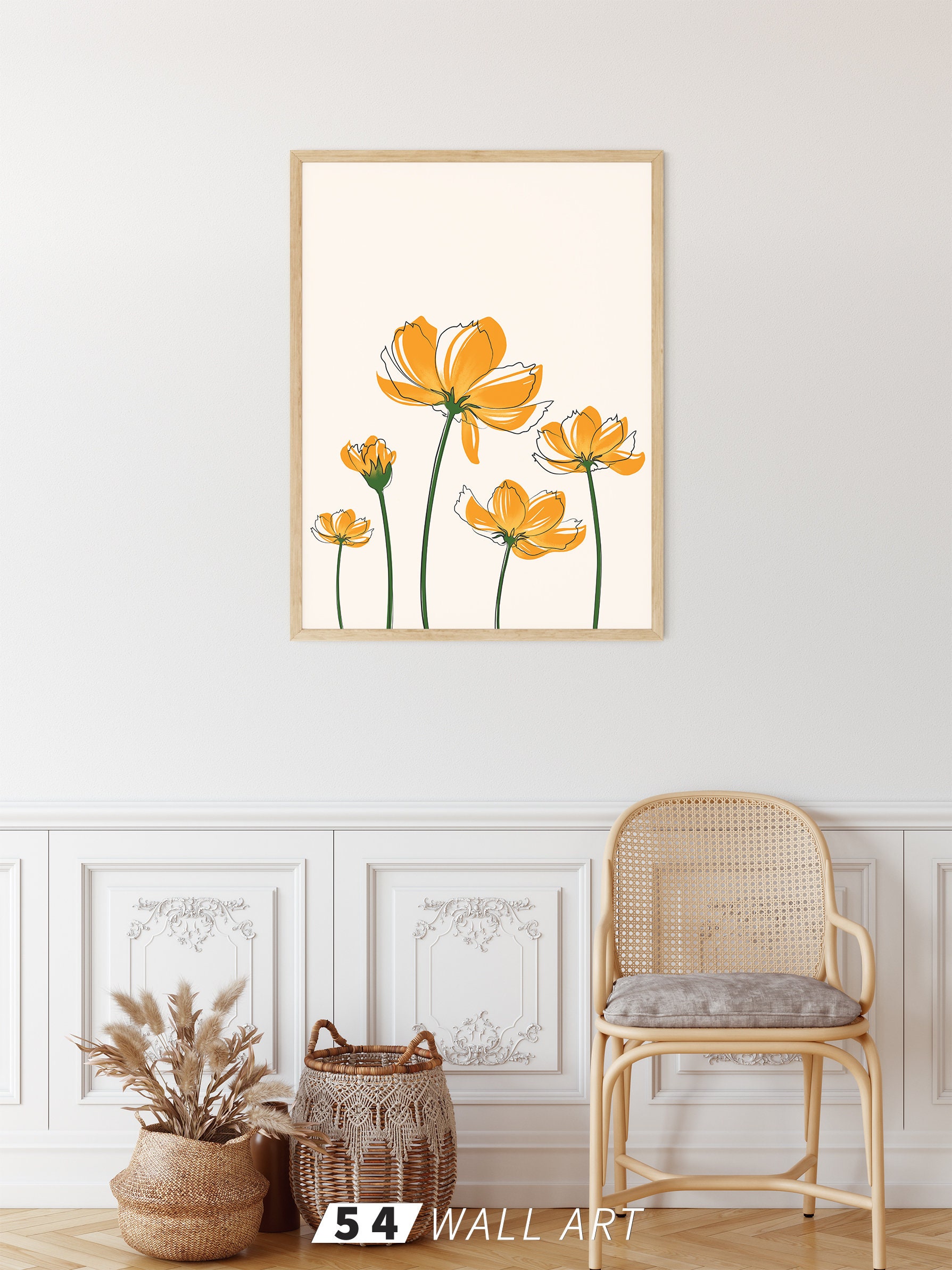 Printable Cosmos Flower Wall Art Set of 2 / Floral Wall Art / Etsy