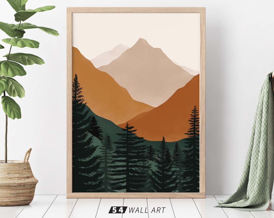 Mountain Printable Wall Art Mid Century Modern Nature Wall Etsy