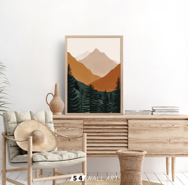 Mountain Printable Wall Art Mid Century Modern Nature Wall Etsy