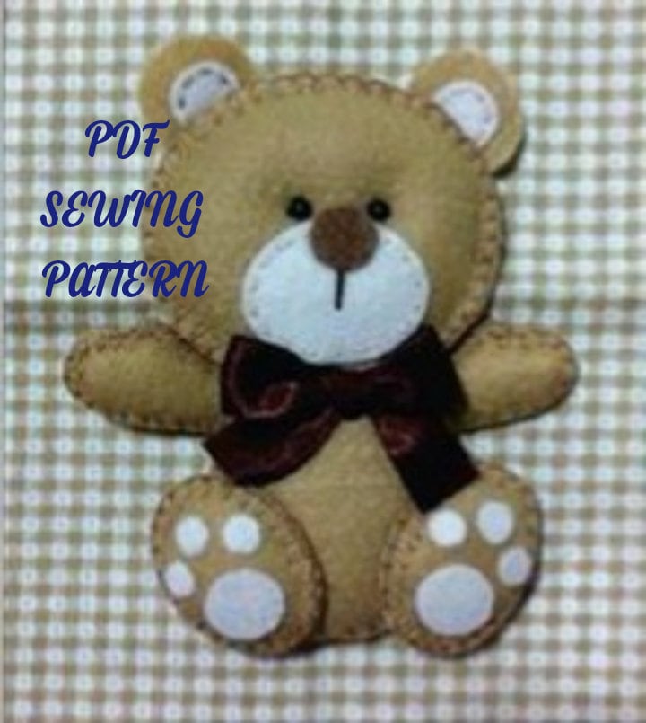 PDF Sewing Pattern Felt Teddy Bear Toy Stuffed Cute Teddy | Etsy