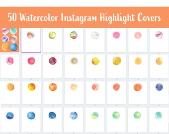 Watercolor Instagram Highlight Icons - 50 Covers (Digital Download)