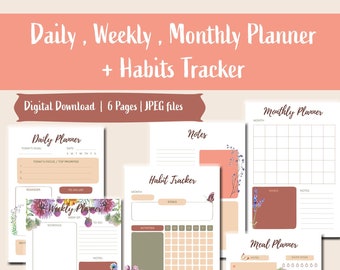 Floral Daily Weekly Monthly Spring Planner