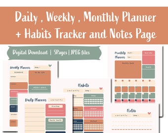 Pink Daily Weekly Monthly Spring Planner