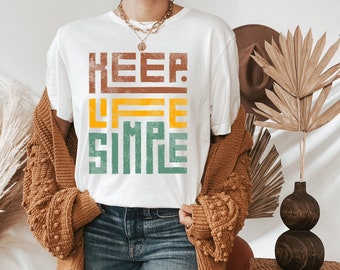 Keep Life Simple PNG - Retro Boho Sublimation Design (Digital Download)