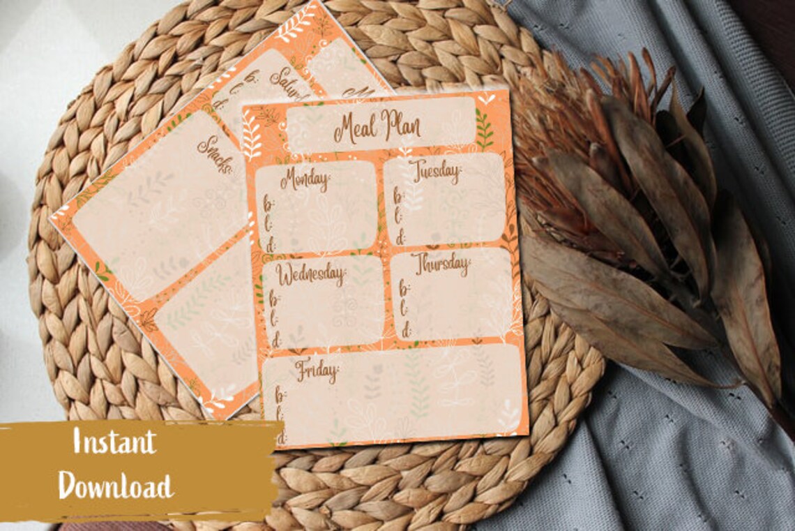 Floral Meal Planner Printable Full 7 Day Planner - Etsy