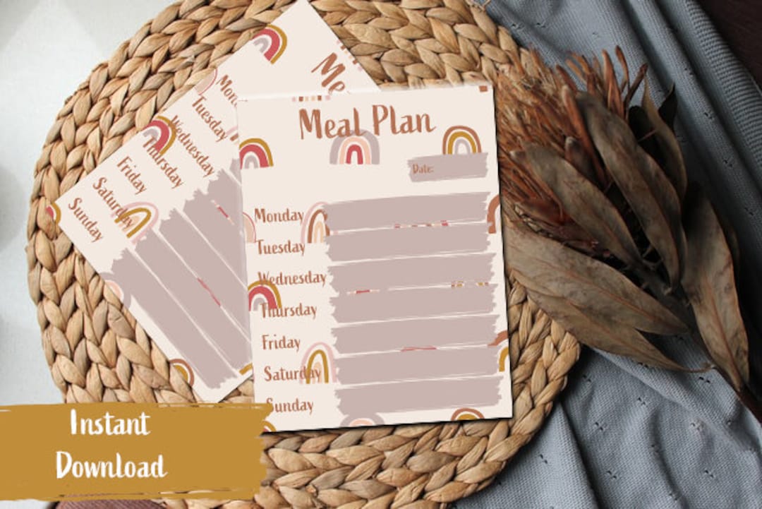 Rainbow Meal Planner Printable - Etsy