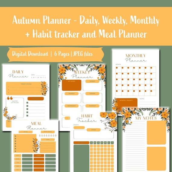 Daily Printable Planner Autumn Planner | Etsy