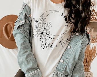 Wildflower Moon PNG, Boho Celestial Design (Digital Download)