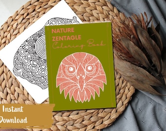 Nature Zentangle Coloring Book for Adults (Digital Download)