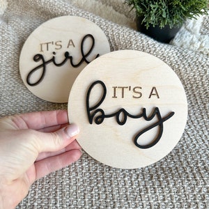 Its a Boy It’s a Girl Gender Reveal Sign Surprise Gender Reveal Sign Baby Introduction Wood Sign Name Sign for New Baby Pictures Photo Prop