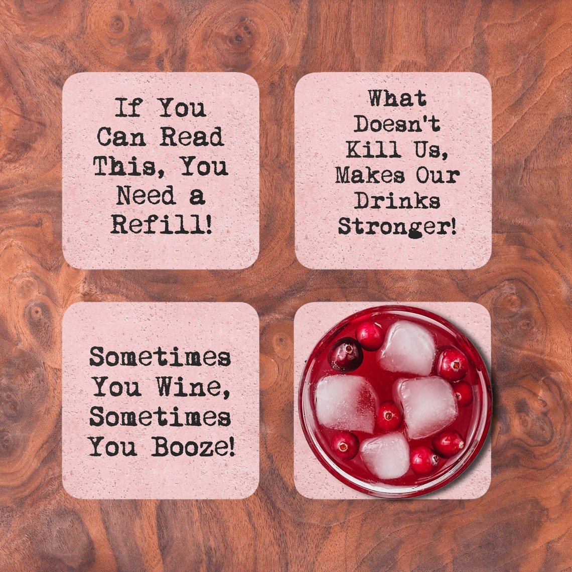 Drink Coaster Set / Pink Coasters / Funny Drinking Sayings Etsy