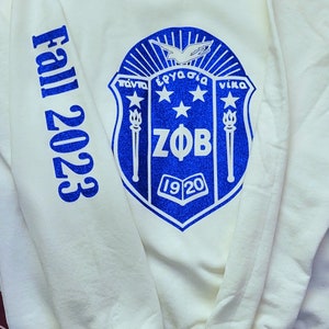 Zeta Shield Glitter Sweatshirt, sorority, crossing gifts