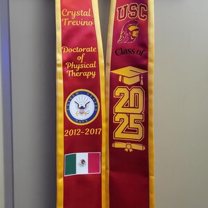 Pre-Design College Graduation Satin Trim Stole/Graduation Stole/Graduation/Graduation Sash/College
