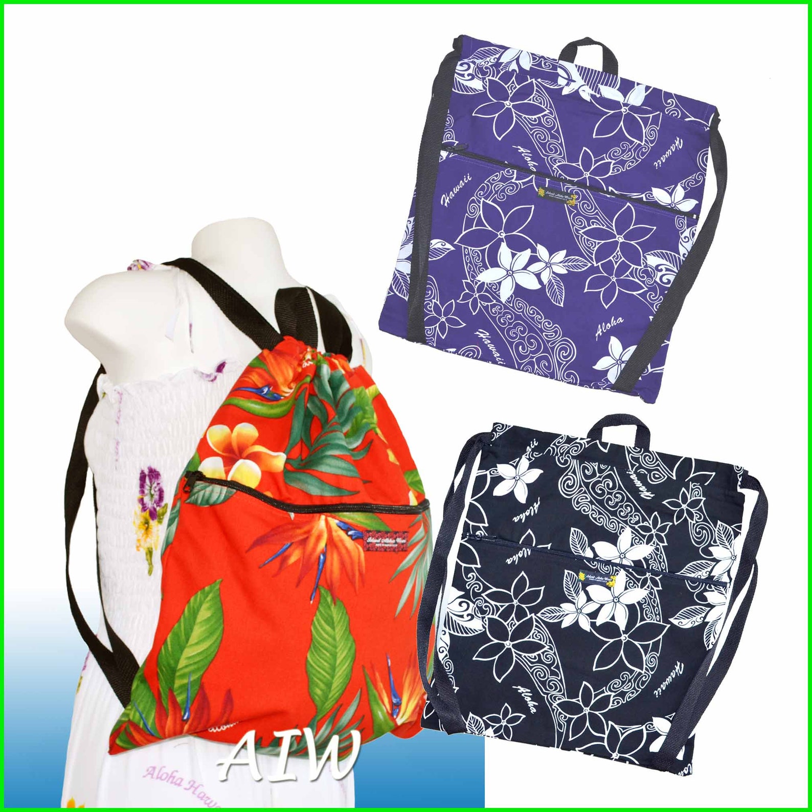 Hawaiian print straps backpack Etsy