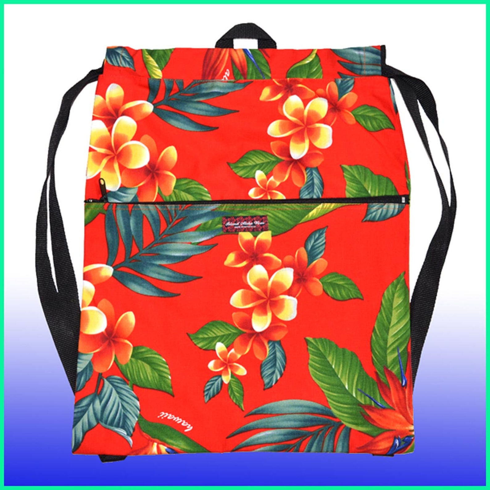 Hawaiian print straps backpack Etsy