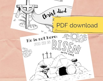 Easter Coloring Pages | 2 KJV Bible Verse Coloring Pages for Resurrection Sunday