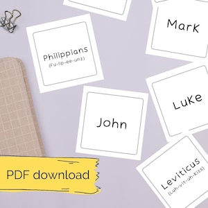 Books of the Bible Flashcards | Basic Black + White