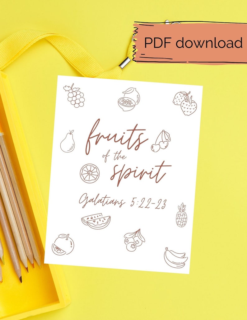 KJV Cute Fruits of the Spirit Coloring Pages - Etsy