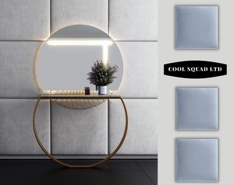 Luxury Light Grey Velvet Square Upholstered Wall Panel Headboard