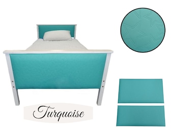 Headboards Turquosie Upholstered Bed Leatherette Turquosie Green with Stars