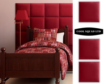Luxury Red Velvet Square Upholstered Wall Panel Headboard